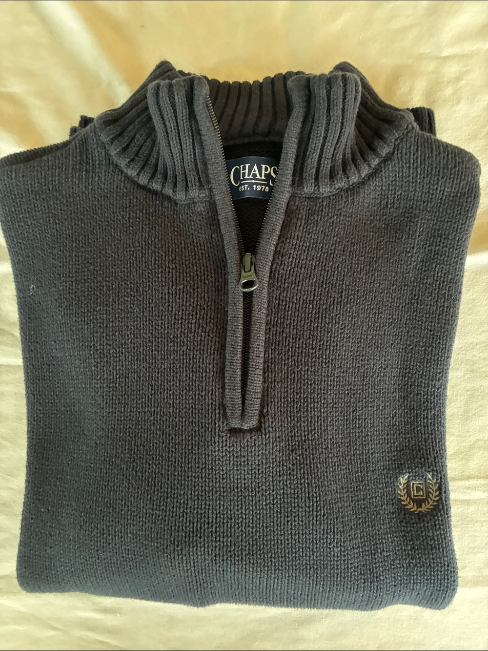 Chaps Men’s Zip Mockneck Sweater in Navy Blue